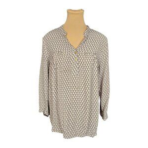 Noa Noa Light Grey Cream Long Sleeve Button Detail Blouse Sz 40 US 8 - 10